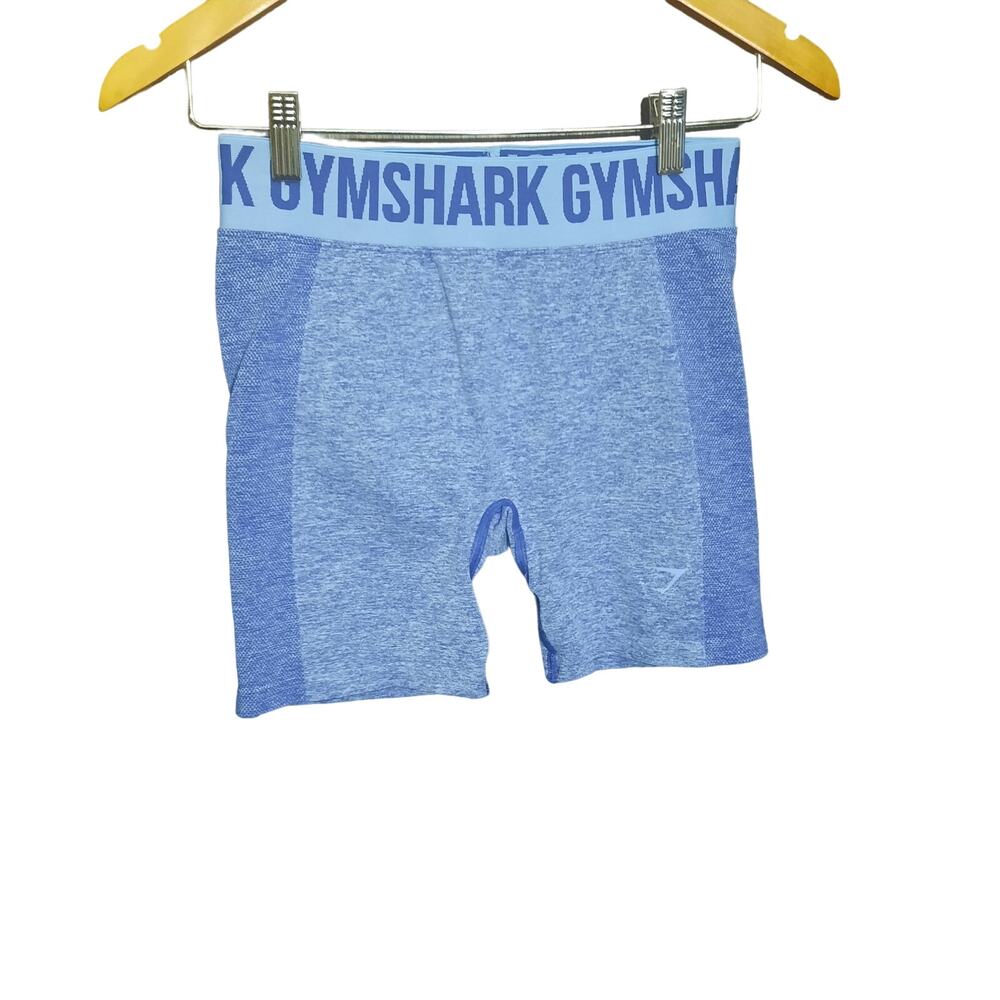 Gymshark Womens Flex Seamless Mid-Rise Body Contouring Blue Athletic Shorts